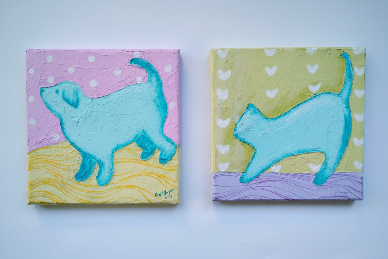 https://cdn.shopify.com/s/files/1/1051/1899/0685/files/05m.jpg?v=1773315067,Hund und Katze,1,Ölgemälde Hund und Katze – Pop-Art Tiergemälde in bunten Farben auf Leinwand