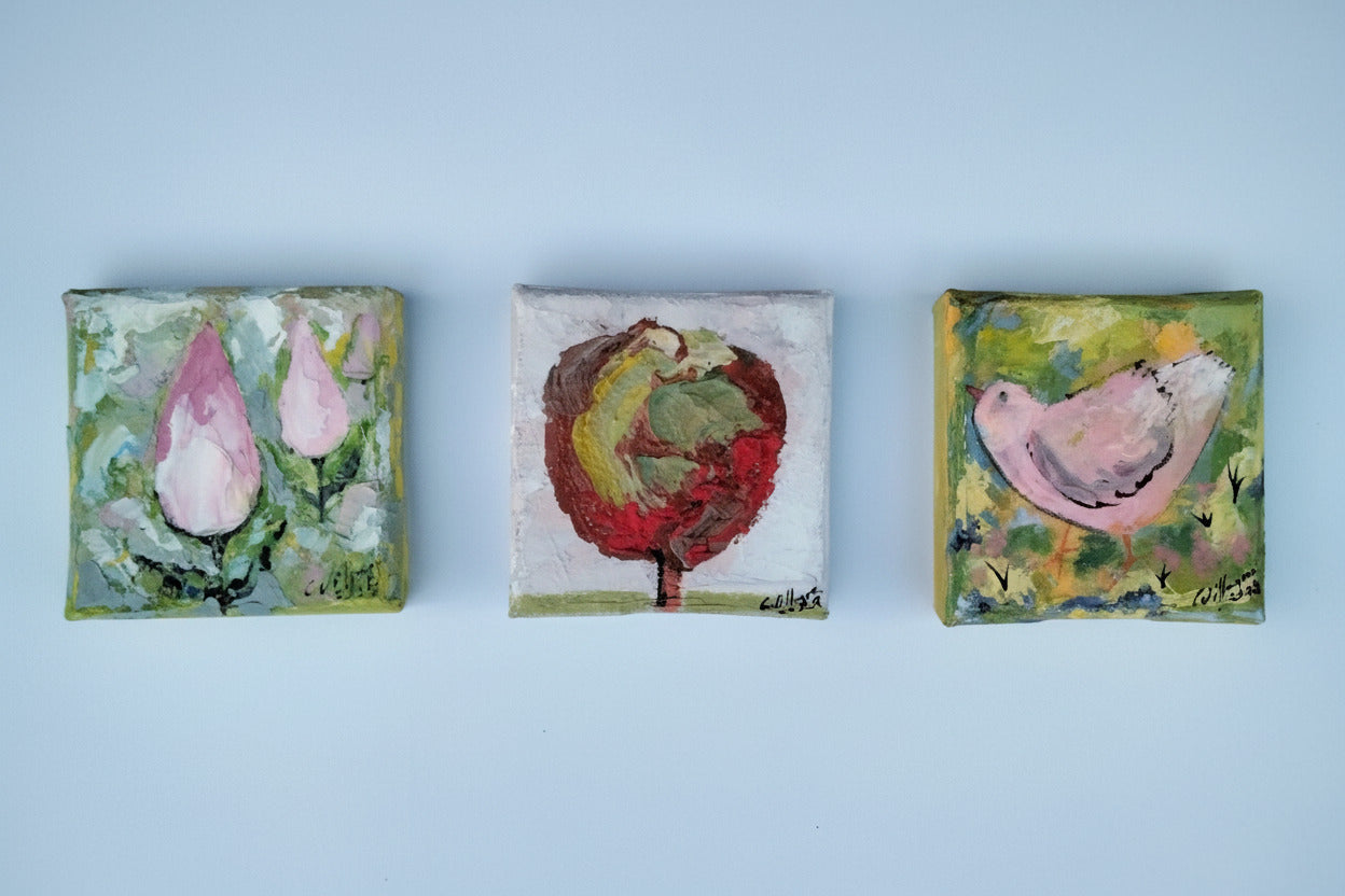 https://cdn.shopify.com/s/files/1/1051/1899/0685/files/16.jpg?v=1773321375,Duft nach Frühling,1,Ölgemälde Duft nach Frühling – Dreierkollektion Blumen und Tiere auf Leinwand