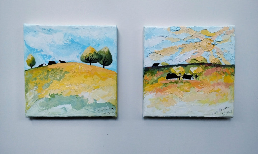 https://cdn.shopify.com/s/files/1/1051/1899/0685/files/31.jpg?v=1780305000,Sommerlandschaften,1,Ölgemälde Sommerlandschaften – expressionistische Zweierkollektion in Grün und Orange